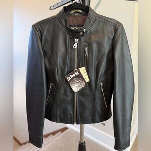 Schott Black Leather Moto Jacket - Women's NWT size small